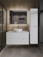 Orange Line тумба с раковиной подвесная 100 см, белый арт-Li-100TuwMDF+B07-420W — фото 5, Тумбы с раковиной