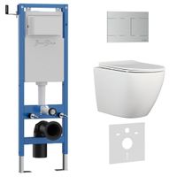 Комплект 3в1 IBERICA BLANCA инсталляция SILENCIO MINI, унитаз BILBAO ALTO белый, кнопка смыва INOX-R хром матовый (IB.001M.BLA.234.1501) — фото 1, Комплекты унитаз + инсталляция