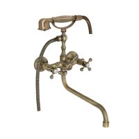AGATHA Смеситель д/ванны с поворотным изливом L40 см. и ручным душем, бронза VR.AGT-3705.BR — фото 1, Смеситель для ванны