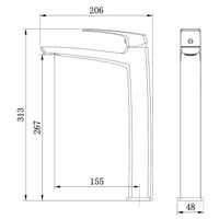 Смеситель для раковины-чаши Azario Conda высокий, керамический картридж, графит арт-AZ-K9011GR — фото 1, Смесители для раковины