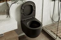 Унитаз ABBER Bequem AC1100TMB подвесной черный матовый, безободковый, смыв торнадо — фото 16, Подвесные унитазы