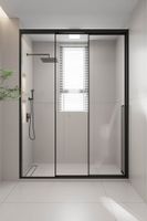 Душевая дверь раздвижная Premium Prato 300 B-L, 1000х2000, черный матовый, стекло прозрачное PR3/L-100-01-B-C4 — фото 1, Раздвижные душевые двери