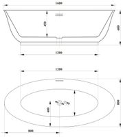 Ванна GRETA170GMB акриловая (1700x800x600) отдельностоящая, черная матовая снаружи, белая внутри, со сливом-переливом Ceruttispa CT10878 — фото 4, Акриловые ванны