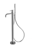 Смеситель для ванны, Fima Carlo Frattini, Spillo Up, тип открывания воды-однорычажный, монтаж-напольный, отверстия для монтажа-1, вынос излива, мм-254, в комплекте-ручной душ, шланг,мм-1500, внутренняя часть-необходимо заказать, цвет-хром арт-F3034/6NCR — фото 1, Смеситель для ванны