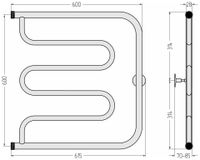 Полотенцесушитель водяной Стилье Тандем 600х600 резьба-сгон 1" Без покрытия арт-00011-6060 — фото 4, Водяные полотенцесушители