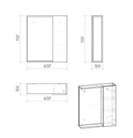 Шкаф-зеркало "ЮНИТ-60 см", универсал. кадена вуд арт-2060112 — фото 3, Зеркальные шкафы в ванную