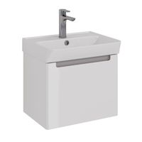 Тумба Lemark BUNO MINI 50 см под 1 раковину, подвесная, 1 ящик, цвет планки: Серый, цвет корпуса, фа арт-LM05BM50T — фото 6, Тумбы под раковину