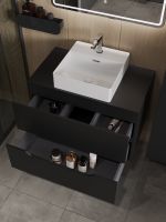 Товар: Orange Line Li-80TubMDF+B04-405W тумба с раковиной подвесная 80 см, черный/белый Li-80TubMDF+B04-405W - фото 4 Orange Line Li-80TubMDF+B04-405W тумба с раковиной подвесная 80 см, черный/белый Li-80TubMDF+B04-405W — фото 4, Тумбы с раковиной