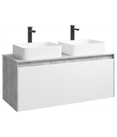 Товар: Подвесная тумба 120 см с двумя ящиками: основной и внутренний, скрытый за фасадом. Цвет бетон светлый/белый; с умывальником арт-MOB0112BS+MOB0712W - фото 7 Подвесная тумба 120 см с двумя ящиками: основной и внутренний, скрытый за фасадом. Цвет бетон светлый/белый; с умывальником арт-MOB0112BS+MOB0712W — фото 7, Тумбы с раковиной