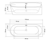 Ванна пристенная Grossman Cristal (75х150х58) 1 место арт-GR-2203R — фото 5, Акриловые ванны