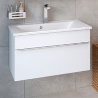 Тумба подвесная с умывальником AXIOMA 80 /1 ящ/ с ум. Прима 80 / AQUA DE MARCO 5080WGAXI/H — фото 1, Тумбы с раковиной