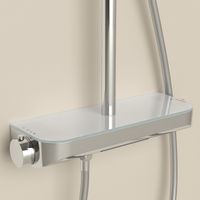 Товар: Душевая стойка Sancos Teo c термостатом, встроенным изливом, полкой и с регулировкой по высоте штанги, цвет хром, арт. SC11002CH - фото 5 Душевая стойка Sancos Teo c термостатом, встроенным изливом, полкой и с регулировкой по высоте штанги, цвет хром, арт. SC11002CH — фото 5, Душевые стойки