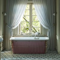 OLIVIA CONSOLE Ванна 174x83хH66 см. белая, панель красная, консоль, слив/перелив бронза 24267 — фото 2, Ванны