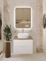 BOND Cube Тумба подвесная белая со столешницей под дерево без раковины арт-T99605 — фото 13, Тумбы под раковину