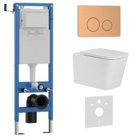 Комплект 3в1 IBERICA BLANCA инсталляция SILENCIO MINI, унитаз TOLEDO ALTO белый, кнопка смыва INOX-О розовое золото матовое (IB.001M.TLA.234.8172) — фото 1, Комплекты унитаз + инсталляция