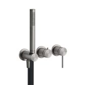 Смеситель для душа, Gessi, Shower316, тип открывания воды-однорычажный, тип регулирования воды-керамический картридж, монтаж-настенный встраиваемый, отверстия для монтажа-3, внутренняя часть-необходимо заказать, в комплекте-с переключателем, подводом воды и держателем лейки, цвет-Black XL арт-54039.299 — фото 1, Смеситель для душа