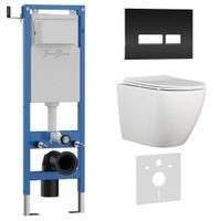 Комплект 3в1 IBERICA BLANCA инсталляция SILENCIO MINI, унитаз BILBAO ALTO белый, кнопка смыва CRYSTAL-R черный глянцевый (IB.001M.BLA.231.2211) — фото 1, Комплекты унитаз + инсталляция