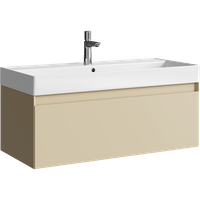 Подвесная тумба с одним ящиком 100 см, цвет морская дюна с умывальником арт-GE01101MD — фото 3, Тумбы с раковиной