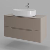 Orange Line Li-100TuLMDF+B04-600W тумба с раковиной подвесная 100 см, латте/белый Li-100TuLMDF+B04-600W — фото 1, Тумбы с раковиной