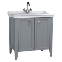 62154 Valarte тумба 80 см с раковиной с дверцами цвет серый матовый VITRA — фото 3, Мебель для ванной