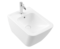 Биде, Villeroy&Boch, Finion, тип установки-подвесной, ширина, мм-375, глубина, мм-560, высота, мм-315, форма чаши-прямоугольная, отверстия для смесителя-одно, декор-без декора, материал-керамика, грязеотталкивающее покрытие-CeramicPlus, крепёж-есть, цвет-Stone White арт-446500RW — фото 1, Биде подвесные