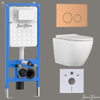 Комплект 3в1 IBERICA BLANCA инсталляция SILENCIO, унитаз BILBAO ALTO белый, кнопка смыва INOX-О розовое золото матовое (IB001.BLA.234.8172) — фото 1, Комплекты унитаз + инсталляция