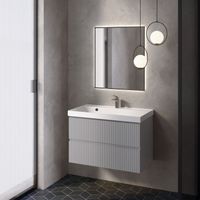 "S1" тумба под умывальник подвесная 80 см., цвет серый. арт-AQM900180GM — фото 4, Тумбы под раковину