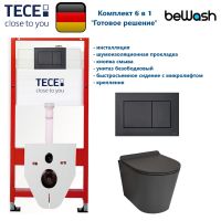 КОМПЛЕКТ TECE + beWash: 9400414 Инсталляция для подвесного унитаза TECE + Aldo Унитаз подвесной безободковый с сиденьем микролифт чёрный матовый BKWHR101480 арт-TC414101480 — фото 1, Комплекты унитаз + инсталляция