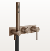 Смеситель для душа, Gessi, Shower316, тип открывания воды-однорычажный, тип установки-настенный, внутренняя часть-необходимо заказать, цвет-Copper Brushed PVD, комплектация-автоматический переключатель ванна-душ, держатель неподвижный, шланг,мм-1500, душевая лейка арт-54038.708 — фото 1, Смеситель для душа