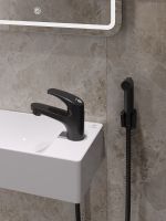 OneLife смеситель для раковины однорычажный полимерный с гигиеническим набором, черный арт-P01-022b — фото 8, Смесители для раковины