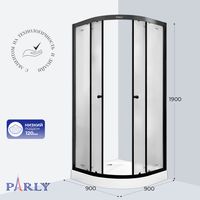 Душевой уголок с поддоном Parly 90х90 см, профиль черный, стекло матовое арт-ZF911B — фото 4, Душевые уголки четверть круга
