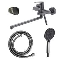 Товар: Смеситель для ванны Azario Alanti керамический картридж, длинный излив, с ручным душем, шланг 150 см, графит арт-AZ-K1732GR - фото 8 Смеситель для ванны Azario Alanti керамический картридж, длинный излив, с ручным душем, шланг 150 см, графит арт-AZ-K1732GR — фото 8, Смеситель для ванны