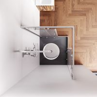 W90G-403-8080-MT Gem душевое огражд квадратн.,раздвиж.двери 80x80 хром мат.,стекло прозрачн — фото 1, Душевые кабины и ограждения