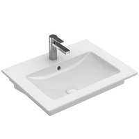 Раковина, Villeroy&Boch, Venticello, ширина, мм-600, глубина, мм-500, отверстия для смесителя-одно, перелив-есть, декор-без декора, цвет-альпийский белый арт-41246001 — фото 1, Раковины встраиваемые сверху