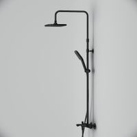 Func, душ. система: см-ль д/ванны/душа с ТМС, душ.штанга, верхн. душ квадр., ручн.душ, черн арт-F078F522 — фото 3, Душевые стойки