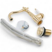 OXFORD См-ль д/раковины моноком., донный клапан "click-clack", ручка белая, золото арт-19172 — фото 6, Смесители для раковины