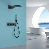 Душевая система ABBER Wasser Kreis AF8151B скрытого монтажа без излива, термостат, черная матовая — фото 2, Встраиваемые душевые комплекты