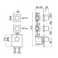 Смеситель термостат Bossini Oki для ванны и душа встраиваемый внешняя часть на 2-4 потребителя цвет никель шлифованный арт-Z031203.094 — фото 3, Смеситель для душа