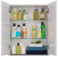 Шкаф Lemark BUNO 60 см подвесной, 2-х дверный, цвет планки: Серый, цвет корпуса, фасада: Белый гляне арт-LM04B60SH — фото 3, Шкафы для ванной