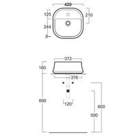 Раковина SIMAS SHARP накладная с одним отверстием цвет белый арт-SH07 — фото 3, Раковины накладные