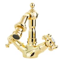 PRESTIGE См-ль д/биде излив "змейка", донный клапан "click-clack", золото арт-31625 — фото 2, Смесители для биде