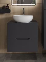 Orange Line Li-60TugMDF+B07-420W тумба с раковиной подвесная 60 см, графит/белый Li-60TugMDF+B07-420W — фото 2, Тумбы с раковиной