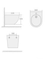 Agger Биде подвесное санфарфор, белый арт-AT03310 — фото 7, Биде подвесные
