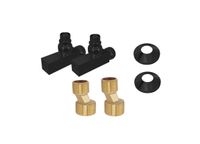 Комплект фитингов для нижнего подключения водяных полотенцесушителей типа лесенка Aquatek ( вентиль квадрат г/ш 3/4х1/2 - 2 шт + эксцентрик 3/4х1/2 - 2 шт + отражатель 3/4 - 2 шт), цвет черный муар AQ 2020BL — фото 5, Комплектующие для полотенцесушителей