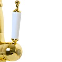 CUCINA OXFORD См-ль д/кухни моноком. с гигиенической лейкой, ручка белая, золото арт-25795 — фото 5, Смесители для кухни