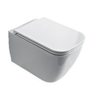 Комплект унитаз Scarabeo TEOREMA 2.0 подвесной безободковый с сиденьем с микролифтом и с крепежом цвет белый 5126/CL 8305/B 10050/A арт-5126/CL-8305/B — фото 1, Подвесные унитазы