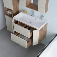 Тумба под раковину подвесная Бриклаер КРИСТАЛЛ латте, 90 см арт-4627125416958 — фото 8, Тумбы с раковиной