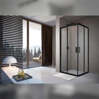 Душевой уголок Terminus Соренто квадрат 90х90х200, черный 5ES90х90B — фото 1, Квадратные душевые уголки