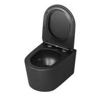 Унитаз подвесной Grossman (520х360х365) безободковый,смыв торнадо,черный матовый с тонкой крышкой,микролифт,1 место арт-GR-4499BMSQ — фото 2, Подвесные унитазы