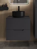 Orange Line тумба с раковиной подвесная 60 см, графит/черный арт-Li-60TugMDF+B07-345B — фото 1, Тумбы с раковиной